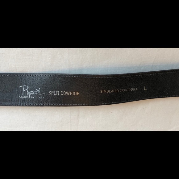 Plymouth Black Leather Croc Pattern Belt Italy - Picture 4 of 6